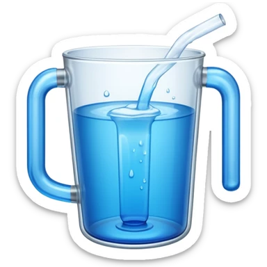 A large clear glass mug with a bright blue liquid inside. Mug had no curve to it, up and down with ridges. Similar to a beer mug. For a drink called a trashcan. Not a pitcher with a spout. Make the mug thicker and white/clear, not blue sticker