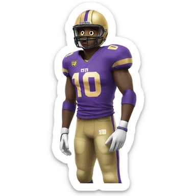 Football player, number 10 wearing purple and gold sticker