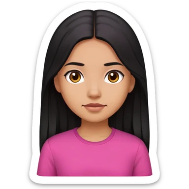 The girl with black long hair, light brown skin wearing dark pink shirt  sticker