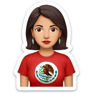 40 year old Mexican woman in a red “OKLAHOMA” t-shirt sticker