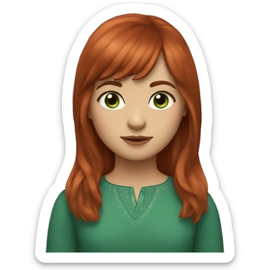 Girl with auburn hair, green eyes and curtain bangs  sticker