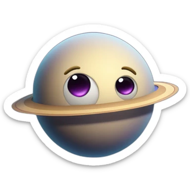 planet Saturn with a cartoon face with rolling eyes sticker