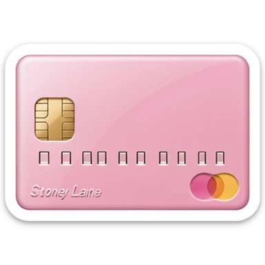 pink credit card that says stoney clover lane sticker