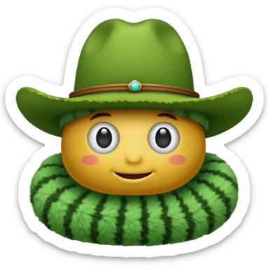 caterpillar emoji with a cowboy hat on sticker