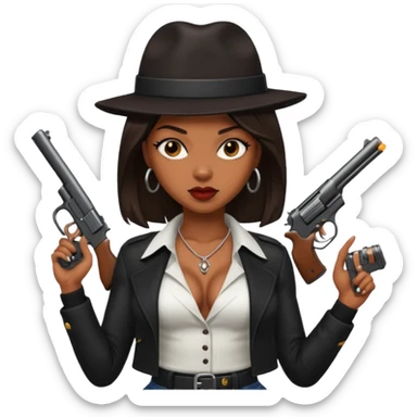 A sexy black female gangster with a gun sticker