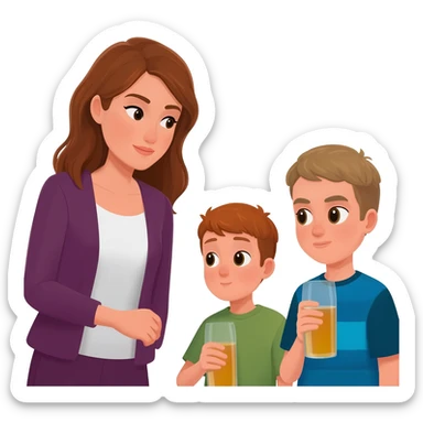 A woman emojie that looks after her brothers while they are drinking sticker
