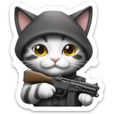 cat with guns sticker