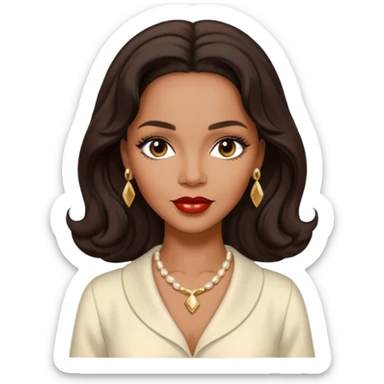 Dorothy Dandridge with long dark brown hair, ivory outfit sticker