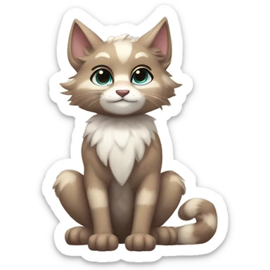 Furry, sparkle, iridescent, colorful, pastel, edgy, cool, fantasy beautiful, brown, beige, white, divine, godly, angelic, animal, anthro, full body, fursona, feline sticker
