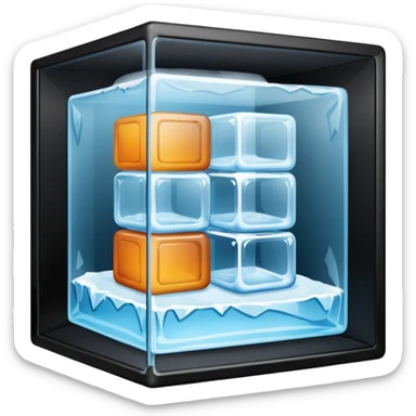 closet inside a large ice cube sticker