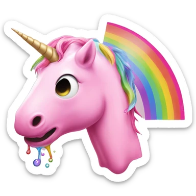 Pink unicorn puking a Rainbow out of the mouth sticker