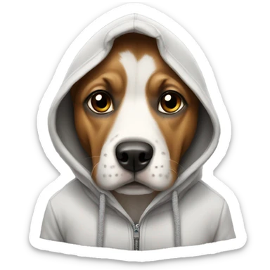 Dog wearing a hoodie sticker