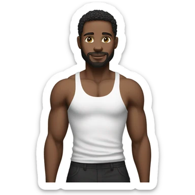 black man wearing a white tank top and black pants sticker