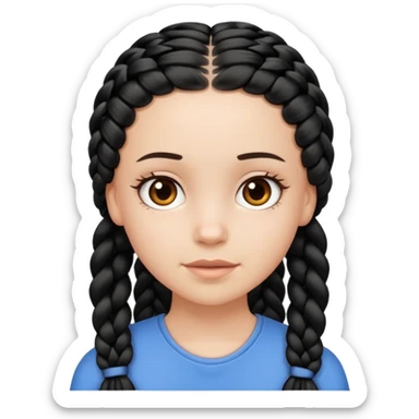 white girl 10 black braids sticker