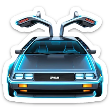 DeLorean car from Back to the Future with a Tron movie feel sticker