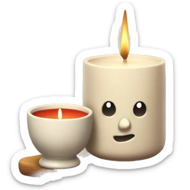 Fragrance candle with woody color and ceramic cup.  (design texture feeling) sticker