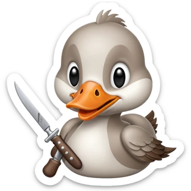 goose biting knife menace sticker
