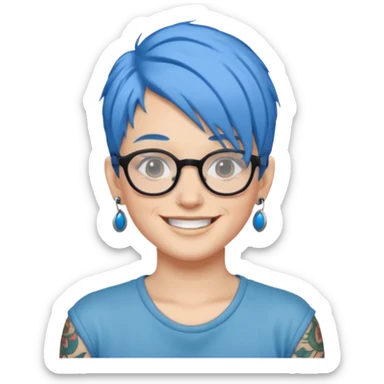 Tattooed & Blue Haired with glasse sticker