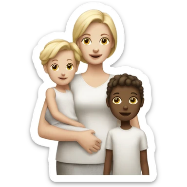 white woman with white
2 kids sticker
