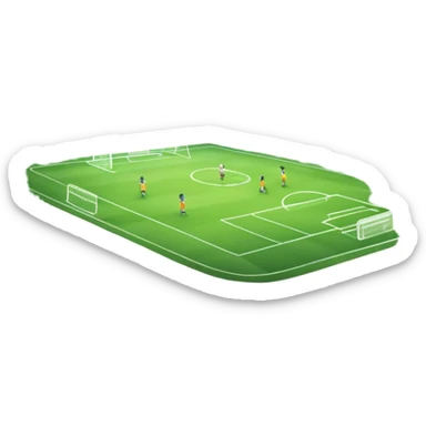 An icon showing a large, beautiful indoor stadium with soccer players on the field, actively playing. Fans cheer from the stands, creating a vibrant and energetic atmosphere. Bright lights shine down on the action, symbolizing the excitement of live sporting events. Transparent background. sticker
