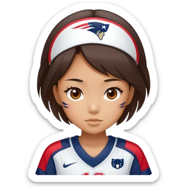 Japanese girl in patriots jersey number 10 sticker