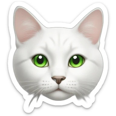 White cat with green eyes with black spot on forehead sticker