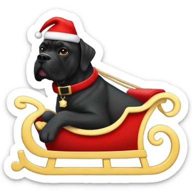 Cane Corso in a sleigh and Santa Claus outfit with JJC monogram. sticker