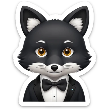 black fox wearing bow ties sticker