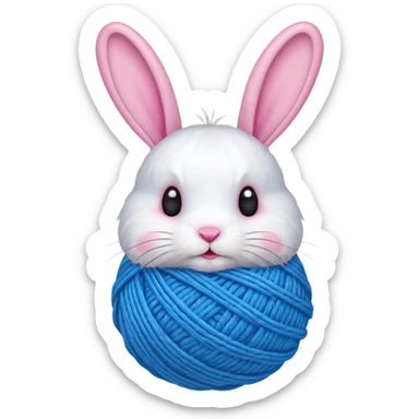 Bunny knitting yarn ball on head sticker