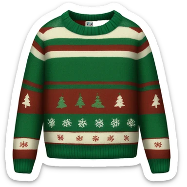 christmas sweater with dark green, dark red, and off-white stripes  sticker