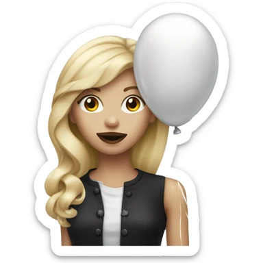 A blonde fashion girl with a balloon in her mouth sticker