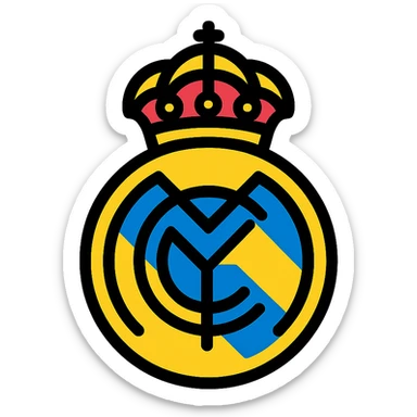 Real Madrid football club crest as a modern icon, clean lines, simplified details, bold shapes, no text, suitable for app icon sticker