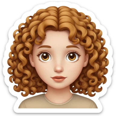 a white skin girl with curly light brown hair sticker