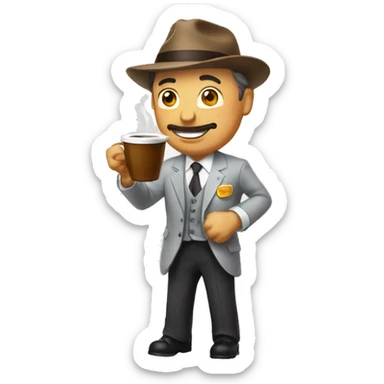 Un señor mayor tomando café sticker
