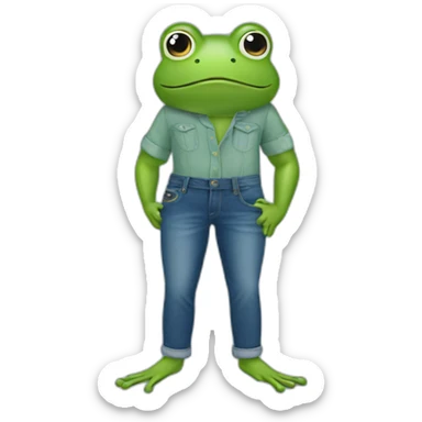 Frog blue jeans sticker