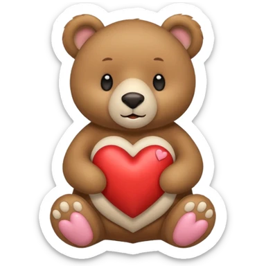 un oso sosteniendo un corazón blanco sticker