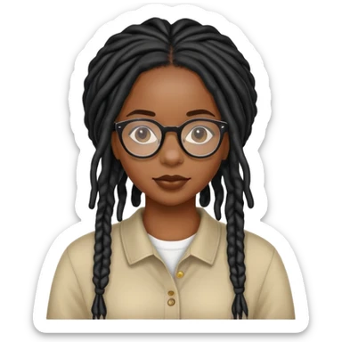 Black girl with locs and glasses sticker