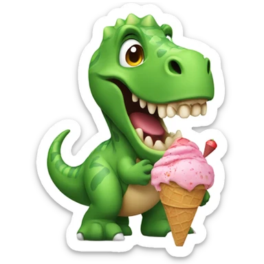 a dinosaur holding an ice cream sticker