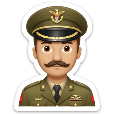 Army soldier with bushy mustache in uniform sticker