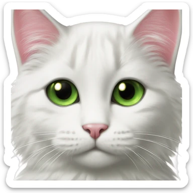 fluffy tuxedo cat with green eyes and pink nose sticker