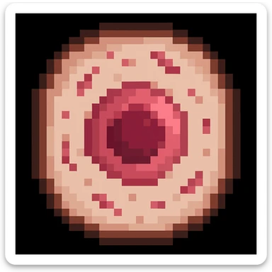 Make the human cell with a prominent nucleus detail in pixel art style sticker
