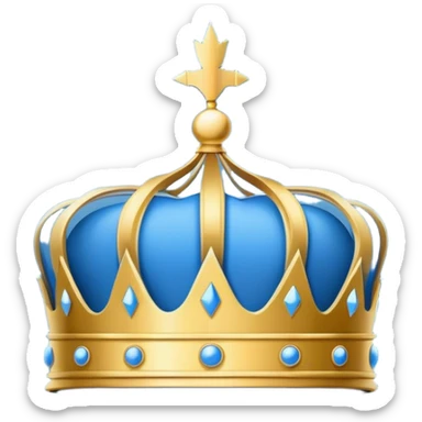 side view of a blue blueprint plan with minimal white lines and a simple crown drawing sticker