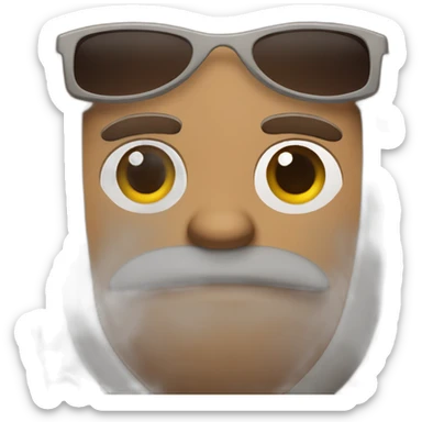 man with brown hear, brown mustache and brown beard. he has sunglasses sticker