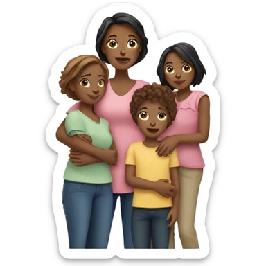 FAMILY OF 5 MOTHER, 1 SON AND 3 DAUGHTERS sticker