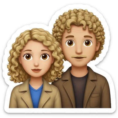 couple male dirty blonde hair female curly dark brown hair sticker