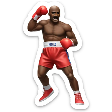 Evander Holyfield in boxing trunks throwing a jab sticker