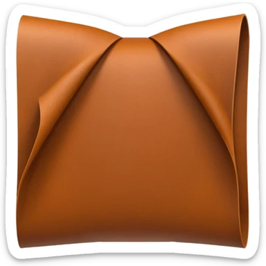 Apple-style 3D emoji of a rolled sheet of industrial leather, smooth surface, deep brown color, soft sheen, folded like fabric, with slight creases showing its texture. sticker