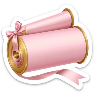 Pastel pink diploma scroll with gold ribbon and satin paper texture sticker