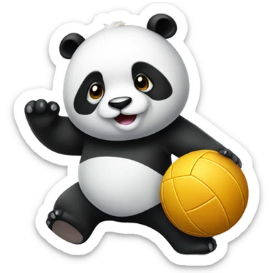A panda with a volleyball sticker