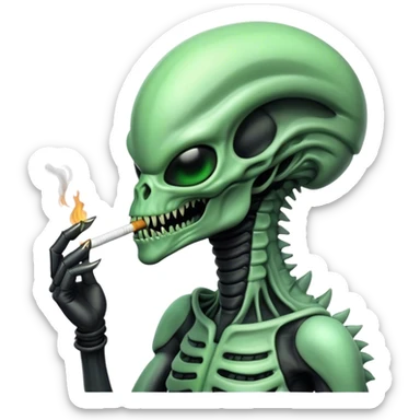 xenomorph smoking cigarette sticker